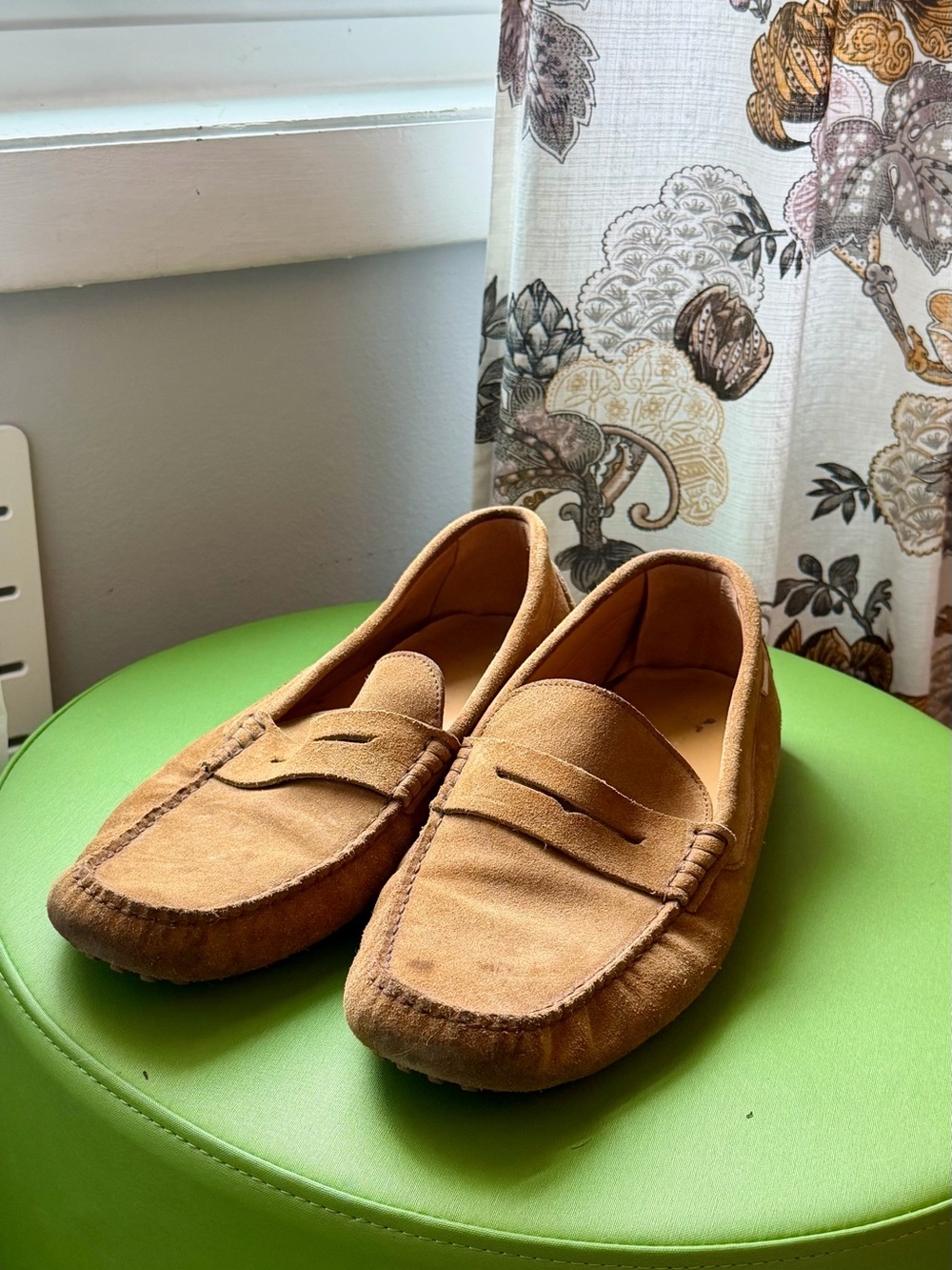 Oliver Cabell Tan Suede Penny Loafers